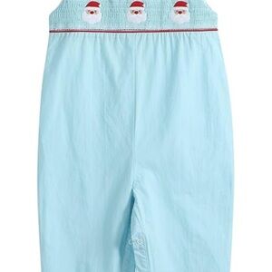 lil Cactus Light Blue Santa Smocked overall